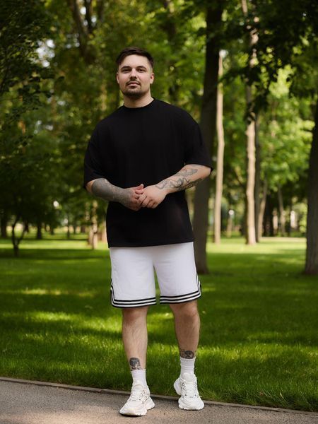 Мужской комплект футболка оверсайз и шорты из хлопка S&ndash;XXXL k27_S фото