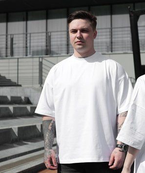Чоловіча футболка біла базова з бавовни 100% (S&ndash;XL) Fi4KK__S фото