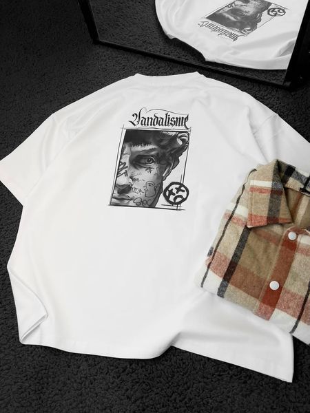 Мужская футболка белая базовая из хлопка 100% (S&ndash;XL) Fi4KK_S фото