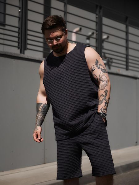 Мужской летний комплект шорты-майка графит M2_S фото