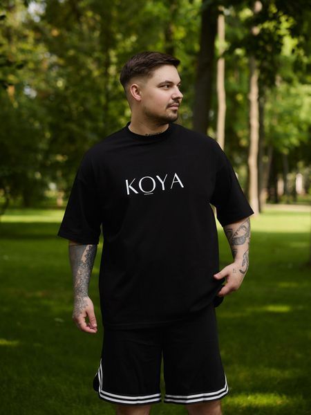 Мужская футболка черная базовая из хлопка 100% (S&ndash;XL) Fi1p20_S фото