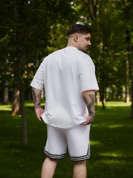 Літній білий чоловічий комплект футболка oversize та шорти бавовна _k26_S фото