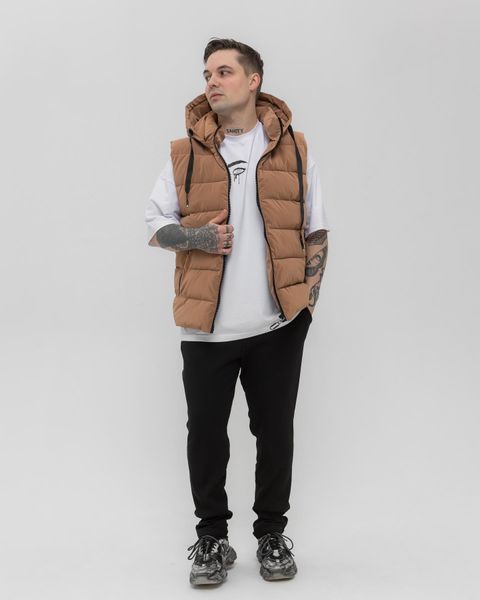 Стильна чоловіча жилетка S&ndash;XL з капюшоном бежева Jl4_S фото
