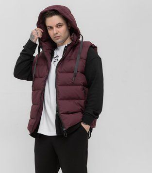 Комфортна пухова жилетка S&ndash;XL з капюшоном бежева Jl3_S фото