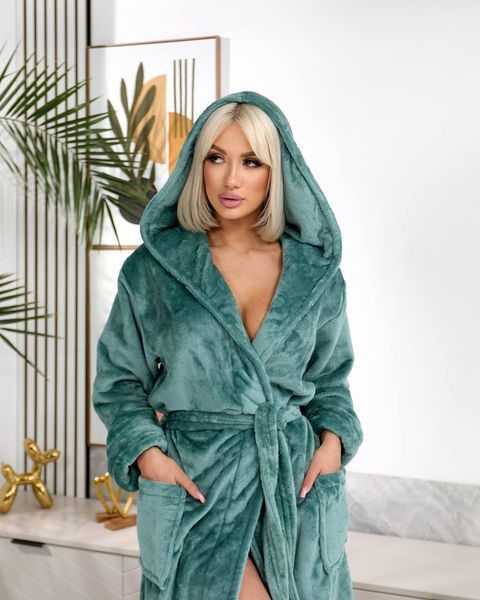 Жіночий халат з шліфованої махри олива , розміри M/L&ndash;4XL 1046 _M/L фото