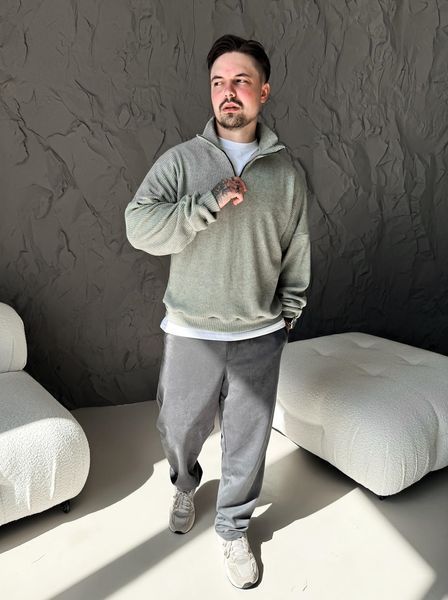 Чоловічий Светр Вільного Крою &ndash; В&rsquo;язаний із Зіп Коміром на Змійці Sz4_ S фото