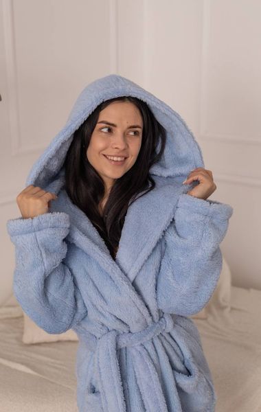 Жіночий халат із махри | Комір шаль | Кишені | S/M&ndash;L/XL | З Капюшоном Модель 1082  ___M/L фото